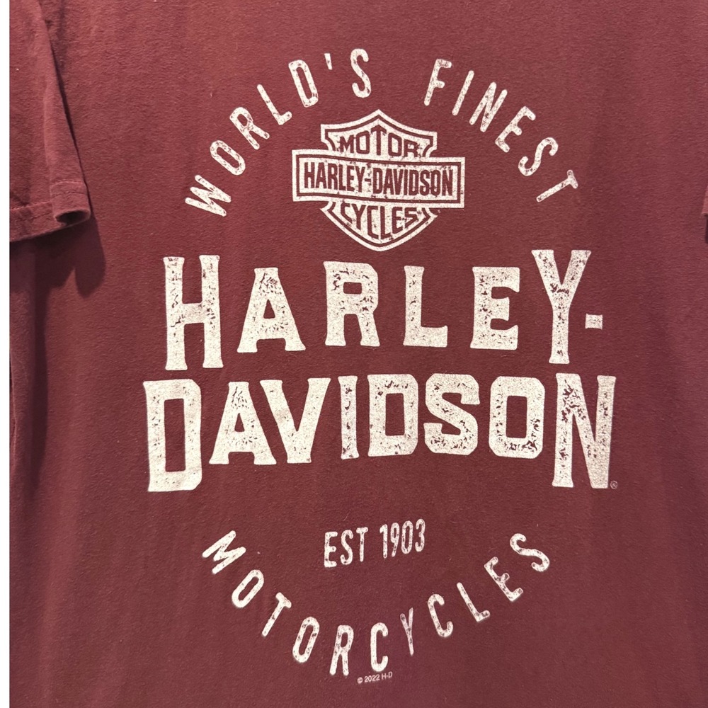 Harley-Davidson T-Shirt Maroon Excellent Willie G Skull Biker Mens Medium - Picture 3 of 6